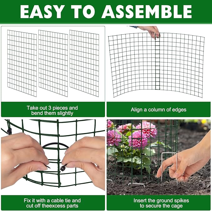Unves 10 Set Plant Protectors from Animals, 12 x 12 Inch Wire Plant Cages for Outdoor Plants-Covers Protect Vegetables Flowers from Animals, Prevent Rabbit & Chicken Entering