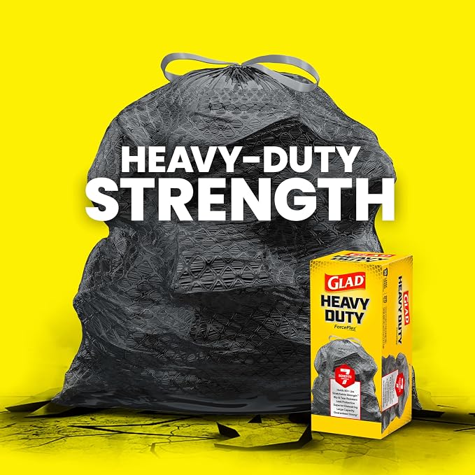 Glad Large 30 Gallon Trash Bags,Unscented Heavy Duty Garbage Bags,Forceflex with Drawstring,(Packaging May Vary), 50 Count (Pack of 150)