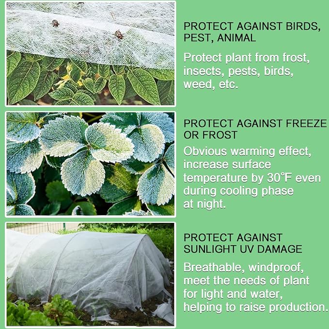 Plant Covers Freeze Protection, 7'x 100' Frost Cloth for Outdoor Plants, Winter Plant Cover for Frost Protection, Plant Blanket Floating Row Covers for Garden and Tree
