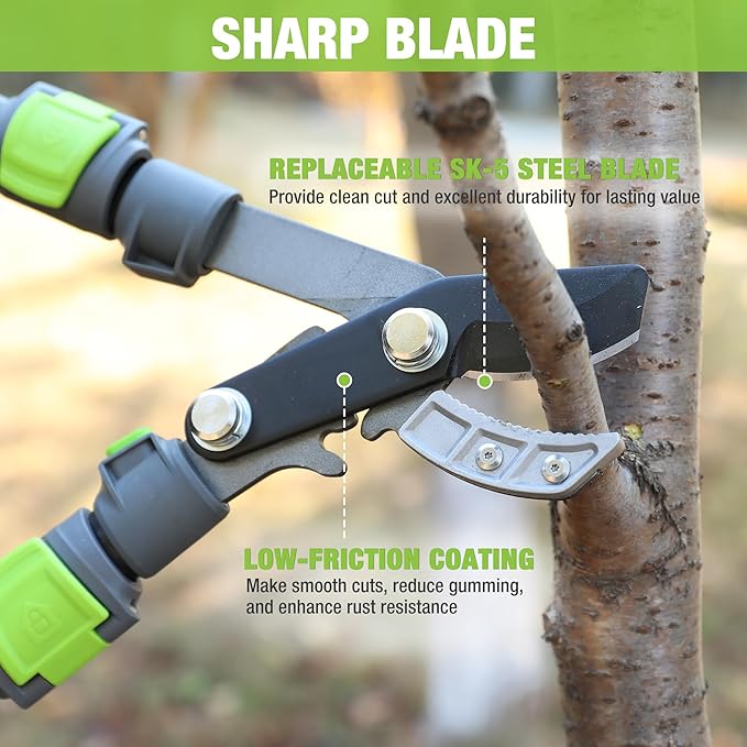 WORKPRO Extendable Anvil Lopper with Geared Mechanism, 25-37"" Branch Cutter with 1.6"" Cutting Capacity, Heavy Duty Garden Tree Trimmer with Steel Blade