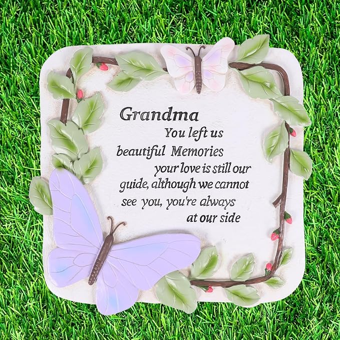 10 Inch Resin Memorial Garden Stone, Outdoor Decor, Sympathy Garden Marker, Sympathy Gift for Loss of Mom, Remembrance of Beloved Mather (Grandma)