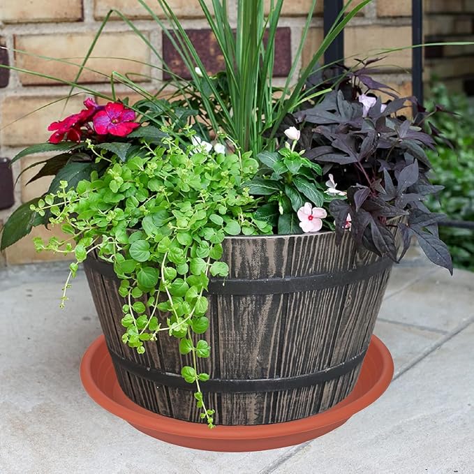 2 Pack of 19 inch Plant Saucer, 2.4" Depth Large Plant Saucer, Heavy Sturdy Plant Drainage Tray for Indoors, Bird Bath Bowls, Sturdy 18 inch Plastic Pot Tray for Planter 15-19", Terracotta