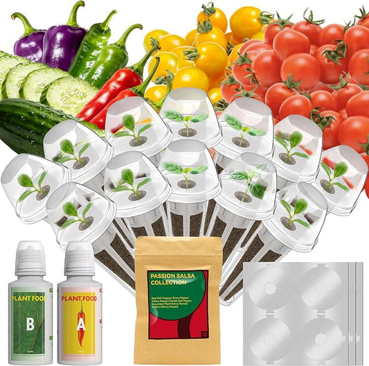 12 Pods Cherry Tomato Seed Pod Kit for AeroGarden, iDoo, Ahopegarden Hydroponic Growing System Indoor Include Red Chili/Purple Bell/Green/Yellow Pepper, Golden/Red Cherry Tomato, Cucumber, 400+ Seeds