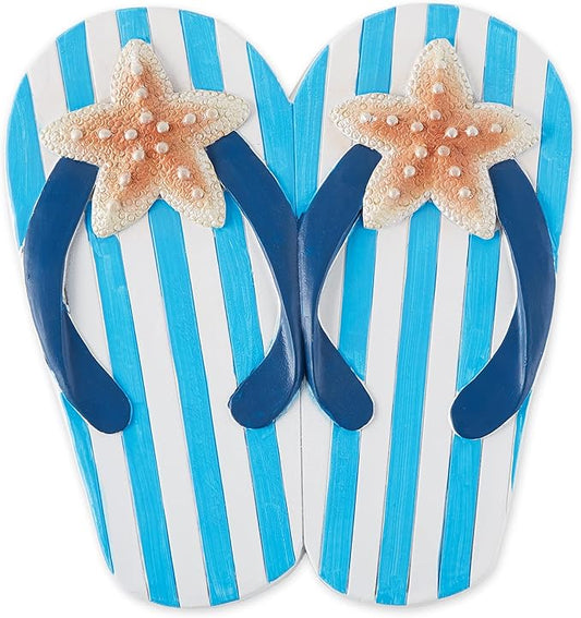 DII Cement Stepping Stone Collection Decorative Colorful, 9x9.5, Starfish Flip Flops