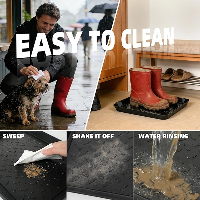 3Pcs Shoe Tray 14 x 11 Inch Waterproof Mat Wet Plastic Small Boot Tray, Multi-Purpose Garden Tool for Entryway Indoor