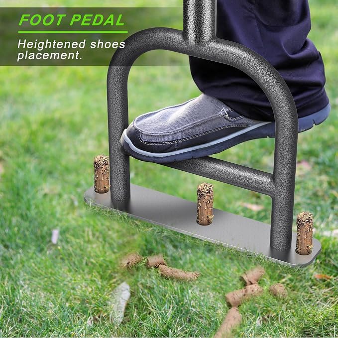 Dolibest Lawn Coring Aerator, Manual Lawn Aerator, 3 Stainless Steel Corer Plug Aerator with Soft Rubber Grip, Pre-Assembled Manual Grass Aerating Tool & Cleaning Hand Tool for Improving Lawn Health