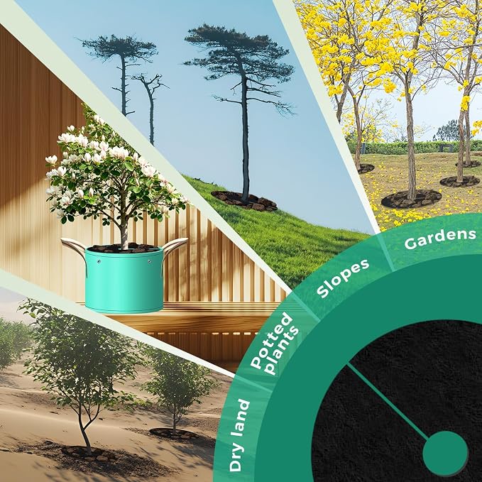 24.41" 3 Pack Non-Woven Mulch Mat, Reusable Weed Control Fabric for Landscaping, Degradable Tree Barrier Mat for Root Protection