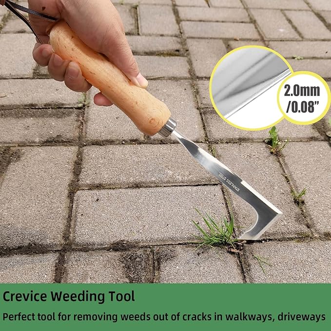 Crack Weeder, Stainless Steel Crevice Weeding Tool, L-Shaped Side-Walk Weed Puller Spatula, Efficient Manual Weeder for Sidewalk, Paver, Narrow and Wall Gaps