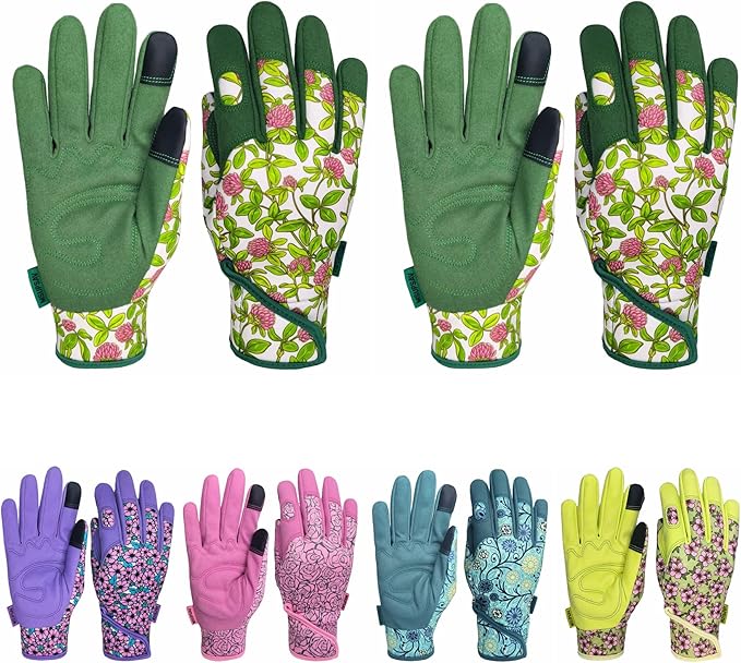 Gardening Gloves,Women Yard Work Garden Glove,Gifts | Thorn Proof,Puncture Resistant,Touchscreen,Gift,Leather,Spandex