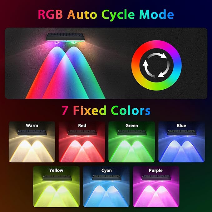 Solar Fence Lights Outdoor - 16 Pack RGB Fence Lights Solar Powered, 7 Color Modes & Warm White, IP67 Waterproof Dusk to Dawn Solar Powered Lights 12+ Hours for Fence/Backyard/Wall/Step/Patio/Deck