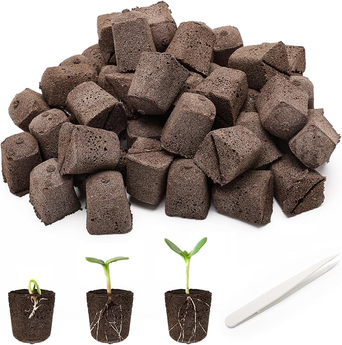 50P Seed Starter Sponge for Germinate Quickly, Hydroponic Sponges Grow Starter Pod for Plants Vegetables Flowers Seedling Starter Sponges Kit, Rapid Rooter Plugs for LAPOND Hydroponics Growing System