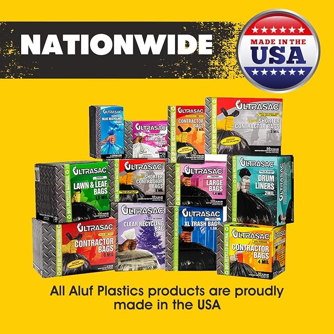 Aluf Plastics 56 Gallon 2 MIL (eq) Clear Heavy Duty Garbage Bags - 43" x 46" - Pack of 100 - For Industrial, Recycling, Storage, & Outdoor