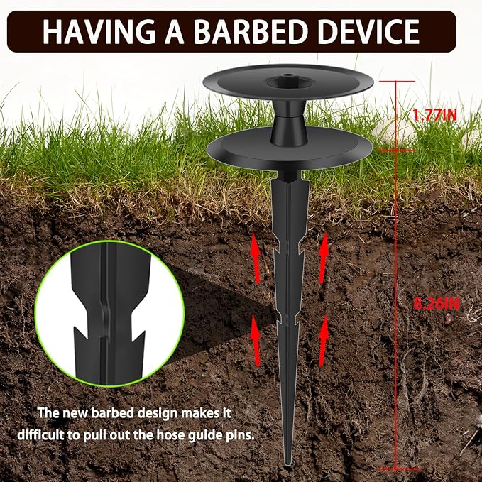 6 PCS Garden Hose Guide Spike,Hose Guide Stake Heavy Duty Pure Metal Hose Roller Guide,Keep Flowering Hose Out of Flower Beds,Rustproof Coated Garden Hose Stake for Yard,Lawn Hose Roller Support