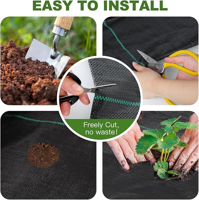 Approx.3.3FT×13FT Weed Barrier Fabric,Landscape Fabric, 3.2oz Weed Barrier Fabric Heavy Duty,Weed Control Garden Cloth,Woven Geotextile Fabric for Garden Beds, Underlayment, Commercial Driveway
