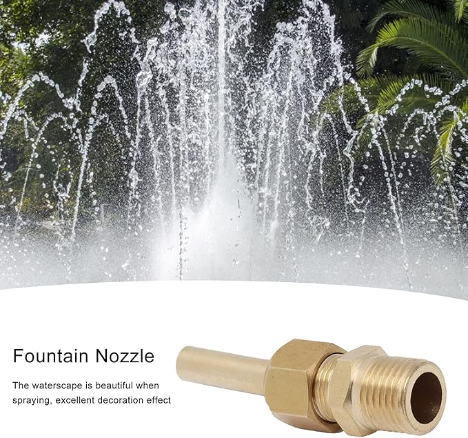 1/4 Brass Adjustable Fountain Nozzle, 360° Swivel Spray Head with Built in Valve, Water Feature and Pond Jet Sprinkler for Garden Pool Patio Decoration (2 points 1/4)