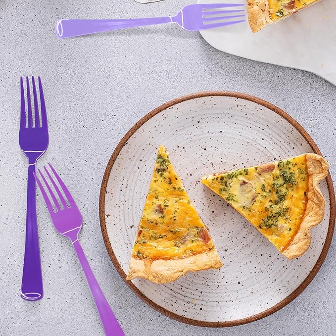 60 PCS Purple Plastic Forks Heavy Duty Purple Plastic Cutlery Set Disposable for Birthday, Baby Shower, Graduation Party, Picnic