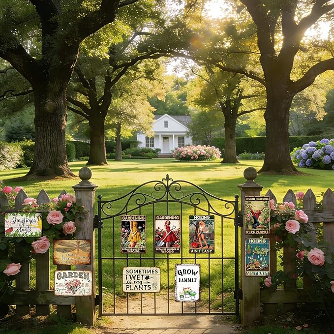 Funny Garden Sign Outdoor Greenhouse Decor Vintage Garden Metal Tin Signs Gardening Gifts For Women Mushroom Wall Art Gardening Because Murder Is Wrong Sign Yard Decor Plant Signs 12x8 Inch