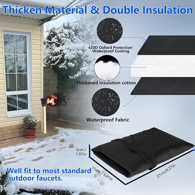Outdoor Faucet Covers 4Pack 8.5″x5.9″x1.9″ Thicker Hose Bib Insulation Cover Waterproof & Frost Free Outside Spigot Cover Bag Insulated Covers