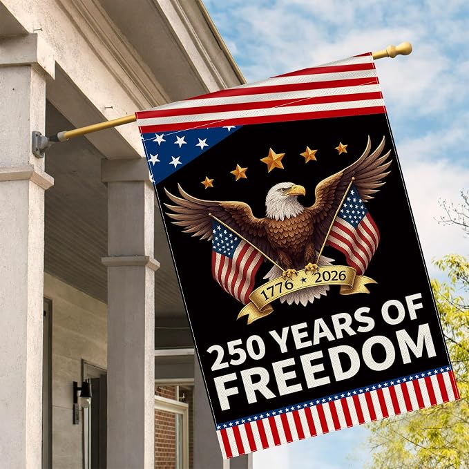 250th Anniversary America Garden Flag, 250 Anniversary USA Flag Patriotic Banner 250 Years of Freedom Yard Sign Eagle Design 4th of July Double-Sided Waterproof 1776-2026 Commemorative Flag (28x40 Inch)