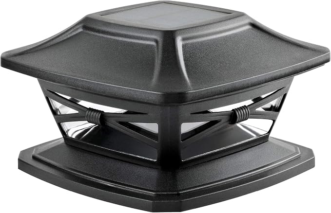 Davinci Lighting Flexfit Solar Outdoor Post Cap Lights - Includes Bases for 4x4 5x5 6x6 Wooden Posts - Bright LED Light - Slate Black (1 Pack)