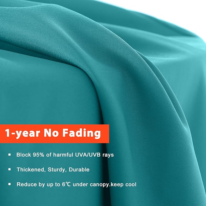 MASTERCANOPY Patio Umbrella 10 ft Replacement Canopy for 8 Ribs-Turquoise Canopy Only