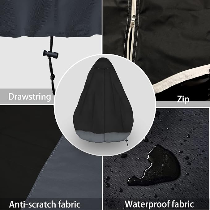 MBOOM Outdoor Fountain Cover 40" D x 50" H, Heavy Duty 600D Waterproof Water Fountain Cover for Winter, Windproof Garden Fountain Cover, All Season Protection, Black and Gray