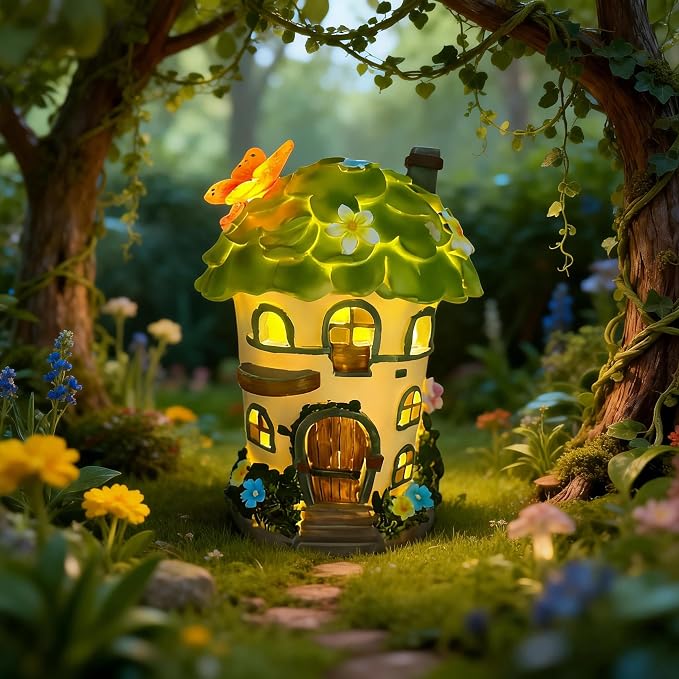 Fairy Garden Houses, Fairy Houses,Fairy Houses for Outside,Fairy Garden Houses Outdoor,Solar Fairy Garden,gnome House,Fairy Garden,Fairy Garden Accessories, for Women Gift/Teenage/Kids' Gift