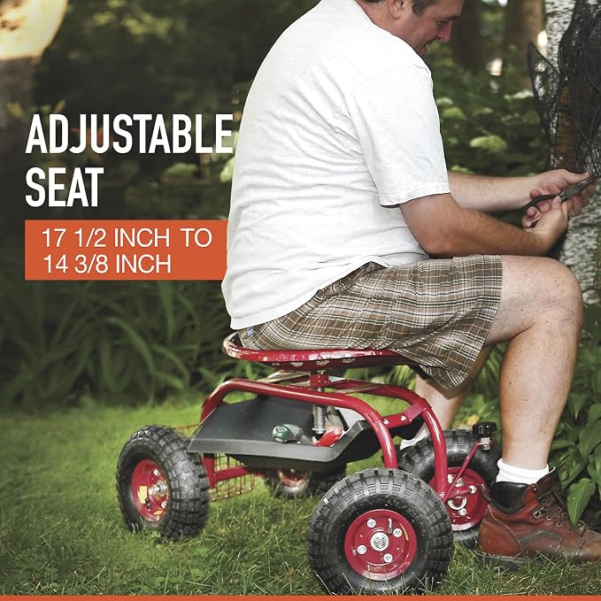 Ironton Rolling Garden Seat with Turnbar