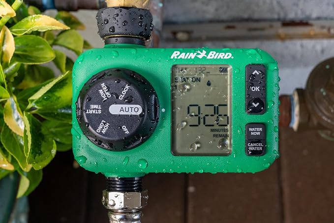Rain Bird HET100 Electronic Digital Hose End Watering/Irrigation Timer, Battery Operated, 3/4" Garden Hose Thread, Heavy-Duty Brass Inlet, 1 Outlet/Port