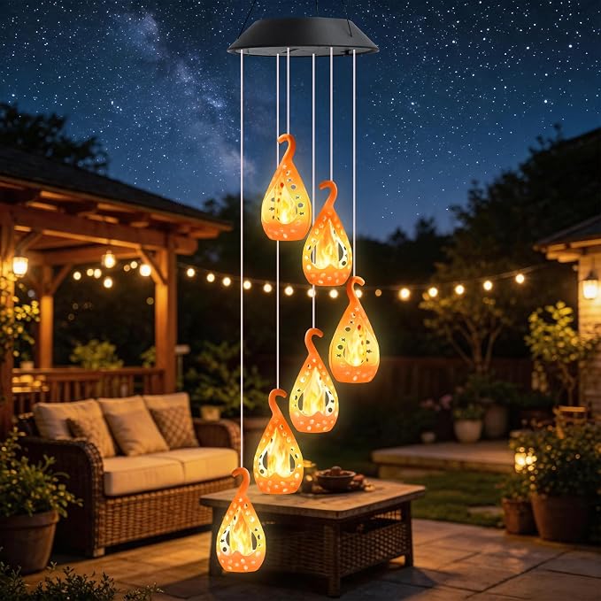 Toodour Solar Wind Chime, Color Changing Wind Chimes Karez, LED Decorative Mobile, Gifts for Mom Grandma, Waterproof Outdoor Decorative Lights for Garden, Patio, Yard, Window Decor