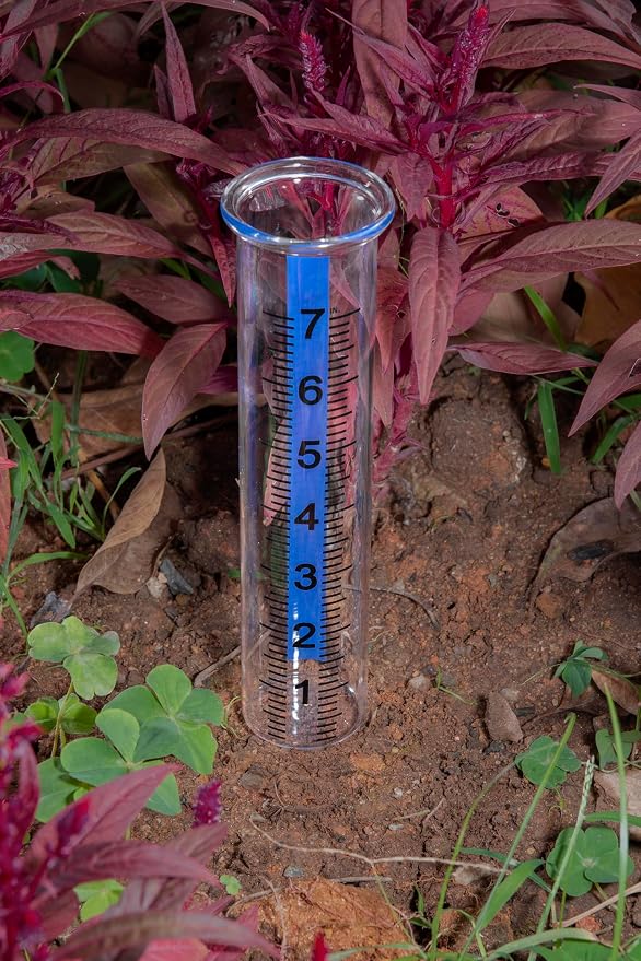 7" Capacity Rain Gauge Glass Replacement Tube with Lid Design for Yard Garden Outdoor Home (01)