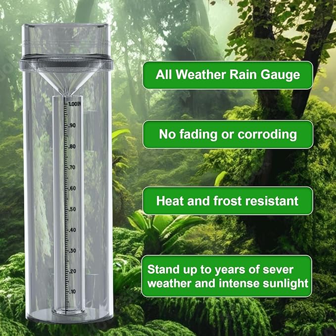 Holdly Precise Rain Gauge with Mounting Bracket, Outdoor Rain Gauge Accurate to 1/100th of an Inch, Made of UV and Heat Resistant Polycarbonate Material for All Weather Conditions