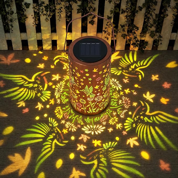 Colorful Solar Lanterns Outdoor Waterproof, Hummingbird Birthday Gifts for Women Mom Grandma, Garden Hanging Solar Lantern Lights for Patio