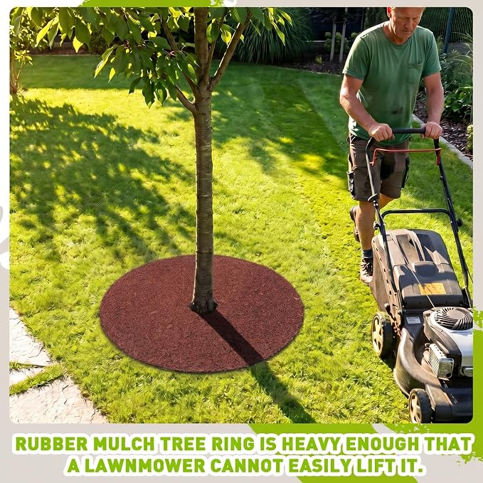 Peryiter 3 Pcs Double Side Rubber Mulch Tree Ring Heavy Duty Rubber Mulch Mat Tree Protector Weed Barrier Mats Reversible Round Root Ring for Prevent Weed Grass Animal Dig(30 Inch,Brown and Black)