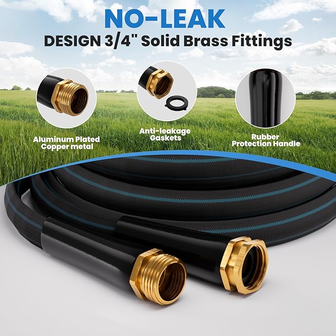 75FT Non-Expanding Garden Hose, Ultra Lightweight Water Hose, Durable & Flexible Hose, Easy to Store and Carry, All-Weather Outdoor Hose for Lawn & Garden, Car Washing