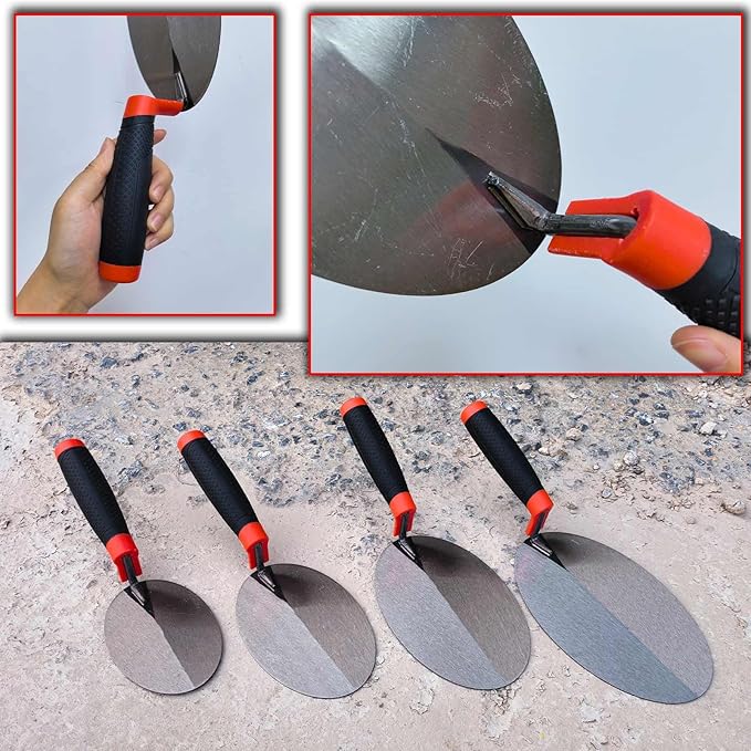 4 Pack Bricklaying Margin Trowel Set, 6” 7” 8” & 9” Carbon Steel Gauging Trowel, Masonry Trowel Hand Tool Kit for Brickwork, Concrete, Cement, Plaster, Tile Construction Projects