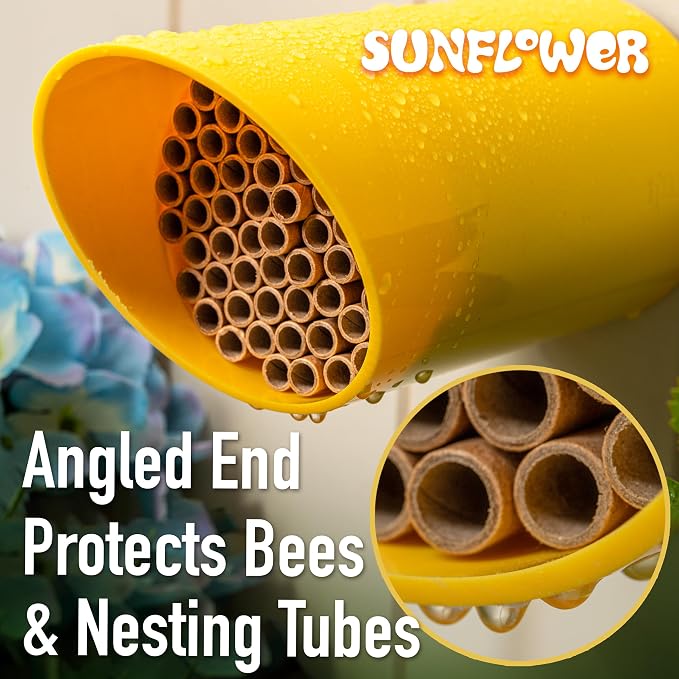 Rivajam Color Splash Mason Bee House - Vibrant & Strong Waterproof Bee Hotel & Insect Habitat - Mason Bee Tubes Filled Bee Houses for The Garden - Pollinator House Bug Hotel Gardening Gifts