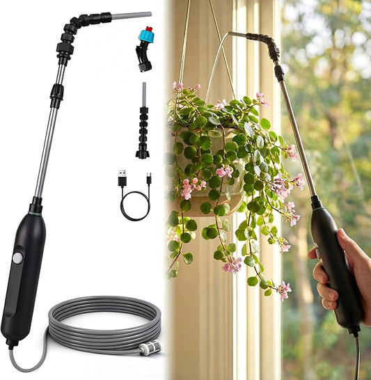 High Reach Electric Plant Waterer for Indoor Hanging Plants,Telescoping Indoor Water Sprayer Wand with Pump, 180° Adjustable Watering Nozzle High Flow Leakproof Design