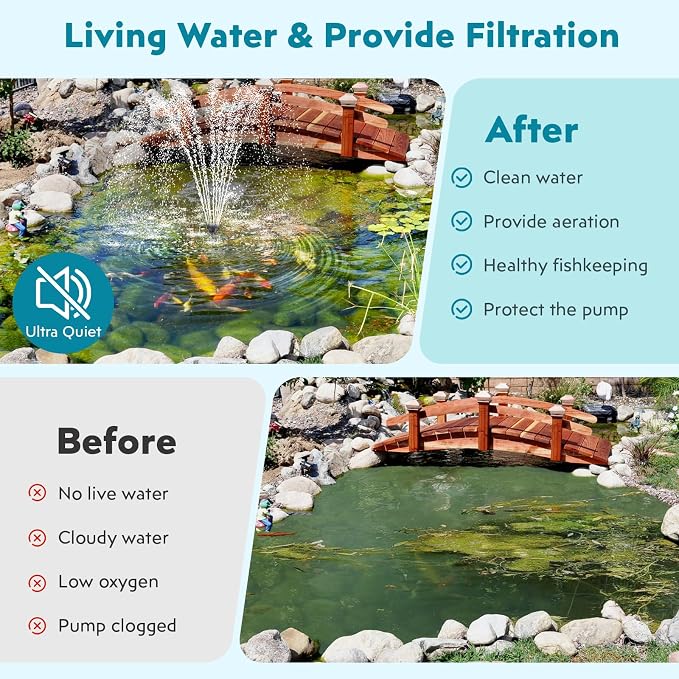 POPOSOAP 20W Solar Pond Filter with Fountain Pump, Solar Pond Pump and Filter Kit for Outdoor Pond Filter Box with Bio Media for Water Gardens, Ponds Up to 280 Gallons P3202