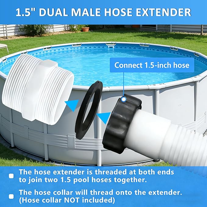 1.5" Pool Pump Hose for Intex Sand Filter Pumps & Saltwater Systems 29060E Pool Filter Hose for Intex & Coleman Above Ground Pools Parts 59" Long replacement hoses with 4 Washers, 2 Pack (4)