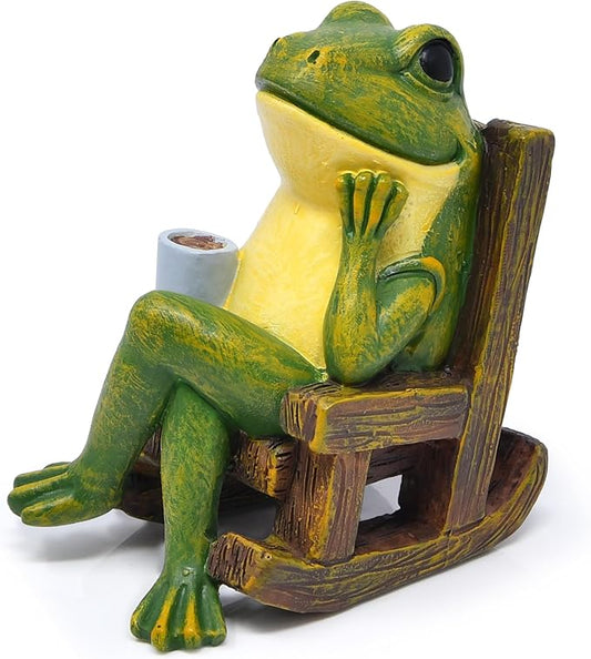 Miniature Frog Garden Statue Gifts & Home Decorations, Solar Frog Decor with Outdoor Lights, Fairy Garden Accessories, Housewarming Gift for Patio Yard Lawn Ornament