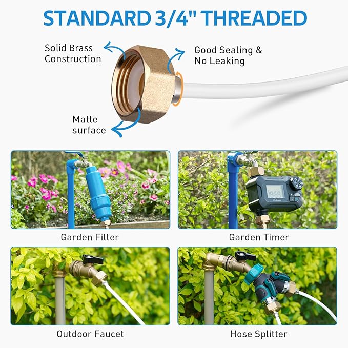 homenote Misting Cooling System, 26FT (8M) Misting Line + 7 Brass Mist Nozzles + Brass Adapter(3/4") Misters for Outside Patio Cooling Garden Greenhouse Watering