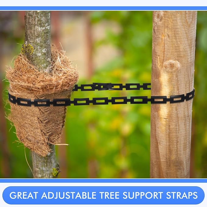 Wesiti 100 ft Plastic Chain Lock Tree Tie 1/2 Inch Wide Adjustable Tree Support Straps Plant String Swing Strap Flexible Reusable Ties for Staking for Garden Accessories