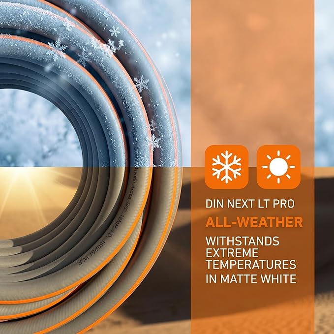PremiumPro 25FT 5/8" Heavy Duty Reinforced Garden Hose, Large Flow,600 PSI Burst Pressure, Four Layer Hybrid Polymer Anti Kink with 360 Swivel Brass Connectors and handle for yard,washing & irrigation