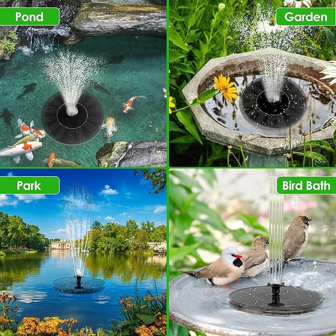 Solar Bird Bath Fountains, 1.4W Upgraded Solar Water Pump, Floating & Standing Dual Use Design, 10 Adjustable Spray Nozzles for Garden Pond Pool Outdoor Landscape Decor