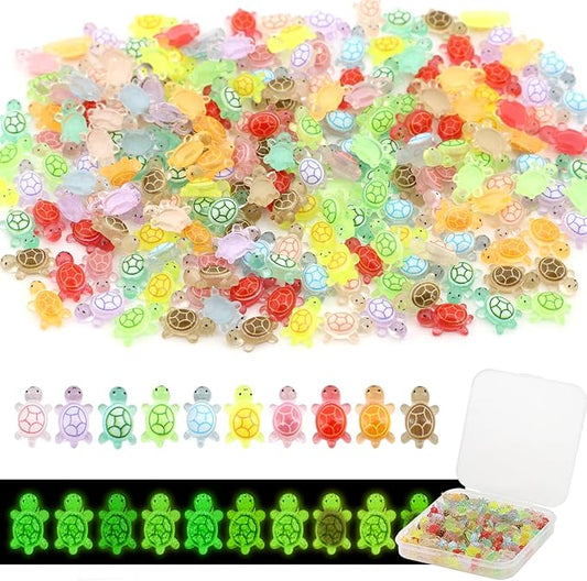 120Pcs Mini Resin Turtles, Glow in the Dark Miniature Tiny Turtles for Crafts, Micro Resin Animals Figurines for DIY Fairy Garden Dollhouse Micro Landscaping Decoration