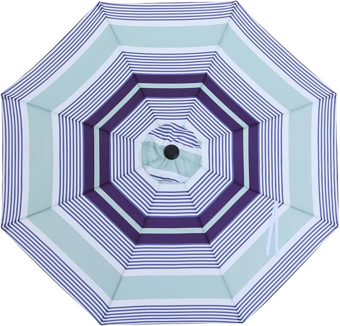 MASTERCANOPY Patio Umbrella 10 ft Replacement Canopy for 8 Ribs-Navy and Green Stripe Canopy Only