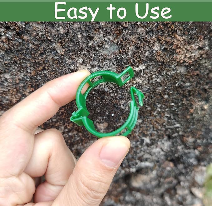 100pcs Plant Support Clips - Green Tomato Clips for String Trellis, Grape Vine Clips for Garden Netting Climbing Plants, Secured Plastic Plant Clip for Fixing Stem and Vine