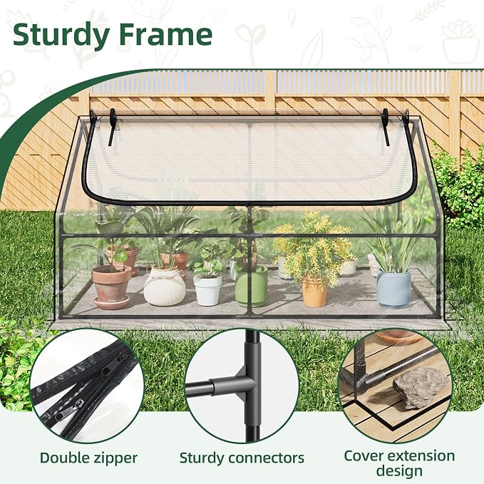 Superlele Mini Greenhouse for Outdoor, 6x3x3FT Portable Walk-in Greenhouse with 2 Large Zipper Doors, Transparent PVC Cover for Plant Protection, Ideal for Raised Garden Bed, Winter Gardening