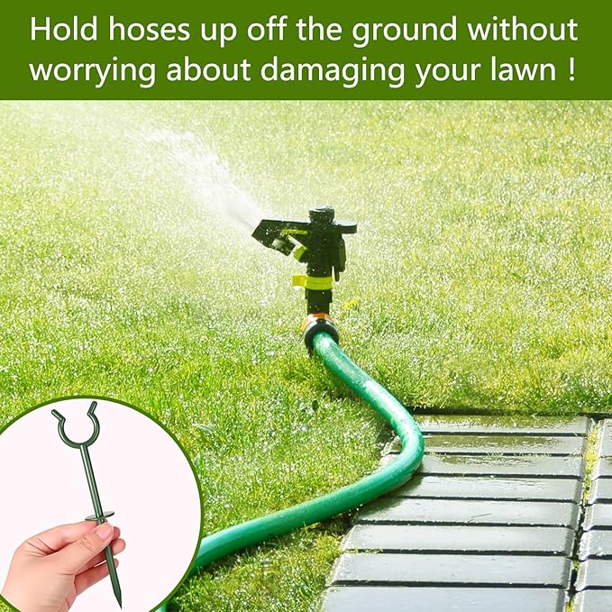 Taiyin 20 Pcs 3/4'' Garden Hose Holder Brackets Garden Guide Holder Decorative Outdoor Guide Stakes Support Spike Plant Tool to Keep Off Lawn for Yard (Green)